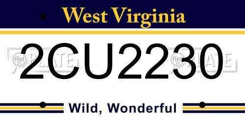 2CU2230 West Virginia License Plate
