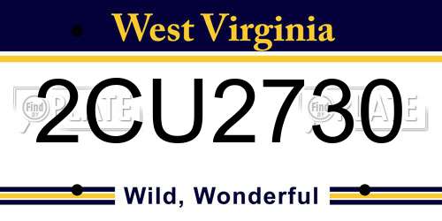 2CU2730 West Virginia License Plate