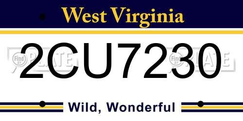 2CU7230 West Virginia License Plate