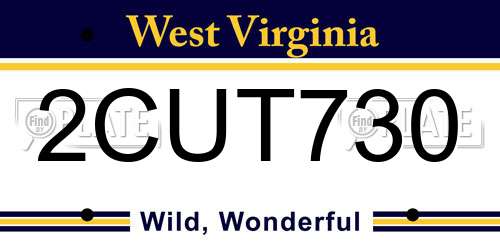 2CUT730 West Virginia License Plate