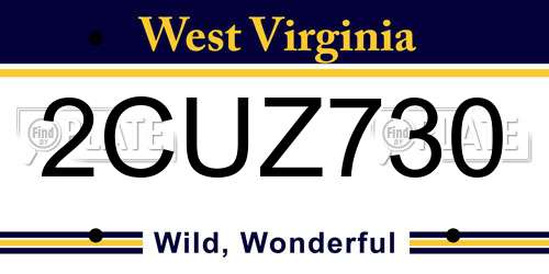2CUZ730 West Virginia License Plate