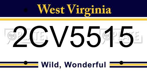2CV5515 West Virginia License Plate