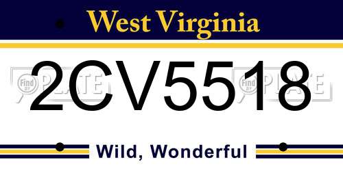 2CV5518 West Virginia License Plate