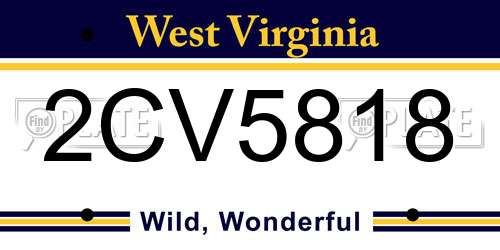 2CV5818 West Virginia License Plate