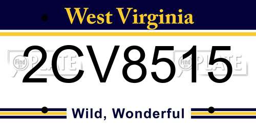2CV8515 West Virginia License Plate