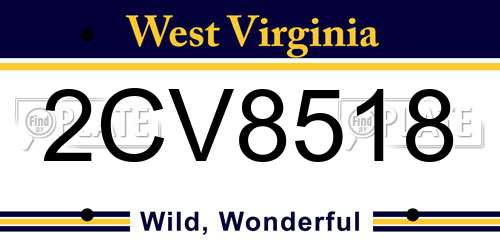 2CV8518 West Virginia License Plate