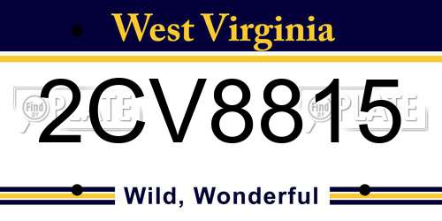 2CV8815 West Virginia License Plate