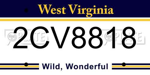 2CV8818 West Virginia License Plate