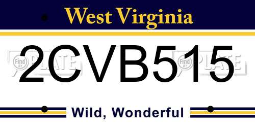 2CVB515 West Virginia License Plate