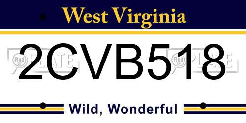 2CVB518 West Virginia License Plate