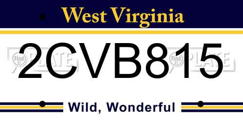 2CVB815 West Virginia License Plate