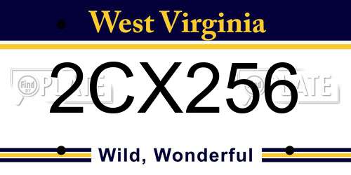 2CX256 West Virginia License Plate