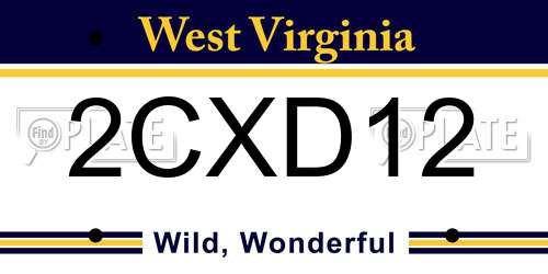 2CXD12 West Virginia License Plate
