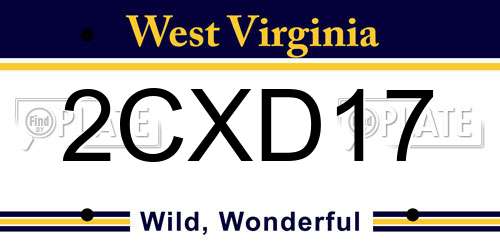 2CXD17 West Virginia License Plate