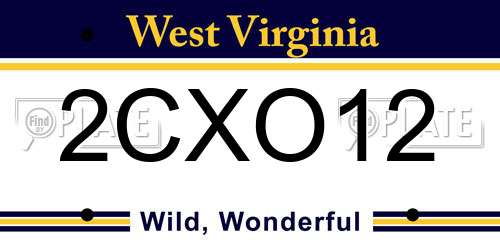 2CXO12 West Virginia License Plate