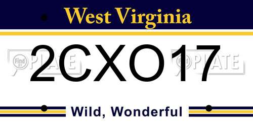 2CXO17 West Virginia License Plate