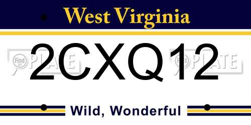 2CXQ12 West Virginia License Plate