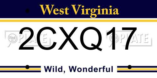 2CXQ17 West Virginia License Plate