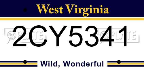 2CY5341 West Virginia License Plate
