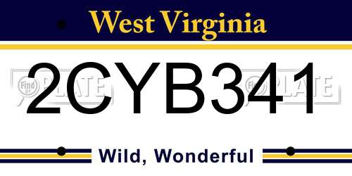 2CYB341 West Virginia License Plate