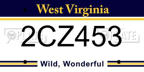 2CZ453 West Virginia License Plate