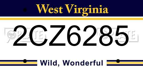 2CZ6285 West Virginia License Plate