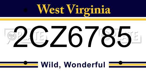 2CZ6785 West Virginia License Plate