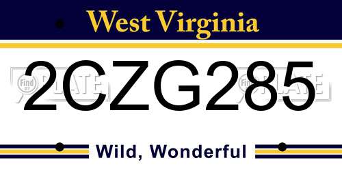 2CZG285 West Virginia License Plate