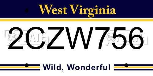 2CZW756 West Virginia License Plate
