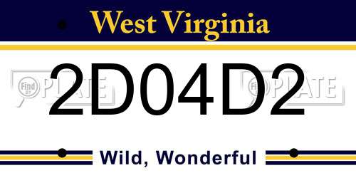 2D04D2 West Virginia License Plate
