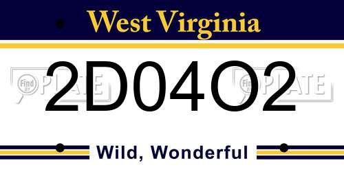 2D04O2 West Virginia License Plate