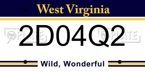 2D04Q2 West Virginia License Plate