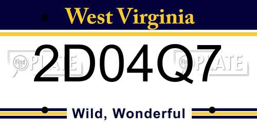 2D04Q7 West Virginia License Plate