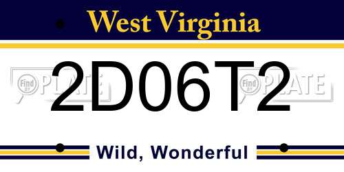 2D06T2 West Virginia License Plate