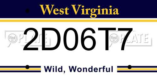 2D06T7 West Virginia License Plate