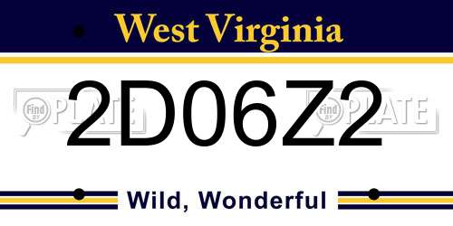 2D06Z2 West Virginia License Plate