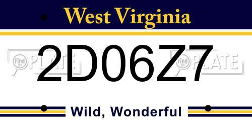 2D06Z7 West Virginia License Plate