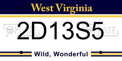 2D13S5 West Virginia License Plate