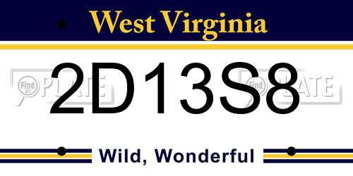 2D13S8 West Virginia License Plate