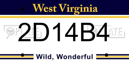 2D14B4 West Virginia License Plate