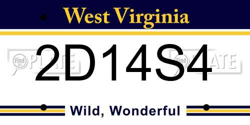 2D14S4 West Virginia License Plate
