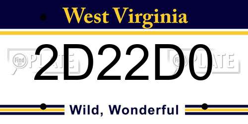 2D22D0 West Virginia License Plate