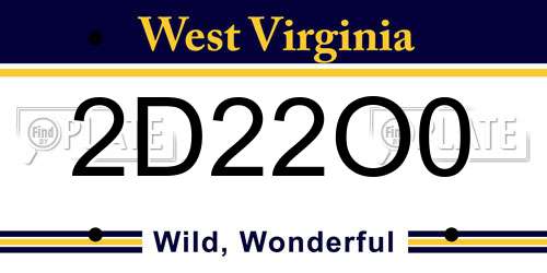 2D22O0 West Virginia License Plate