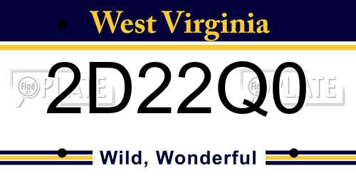 2D22Q0 West Virginia License Plate