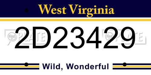 2D23429 West Virginia License Plate