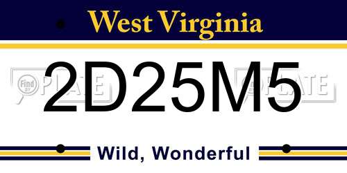 2D25M5 West Virginia License Plate