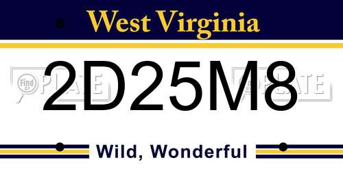 2D25M8 West Virginia License Plate