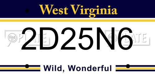 2D25N6 West Virginia License Plate