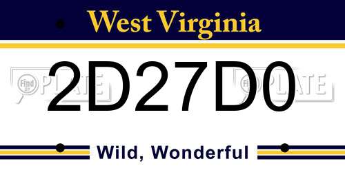 2D27D0 West Virginia License Plate