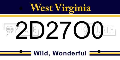 2D27O0 West Virginia License Plate